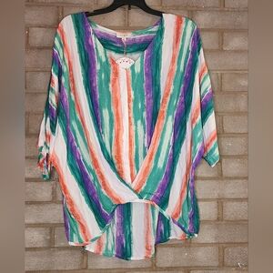 Nwt Umgee Multicolor Women's Wrap Top